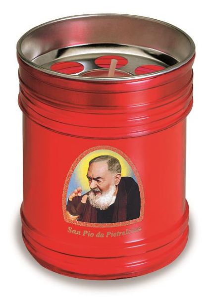 Lumino votivo settimanale rosso Padre Pio 20 t
