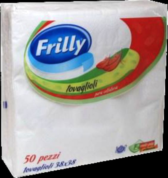 Tovaglioli di carta Frilly bianchi in cellulosa 38x38x50