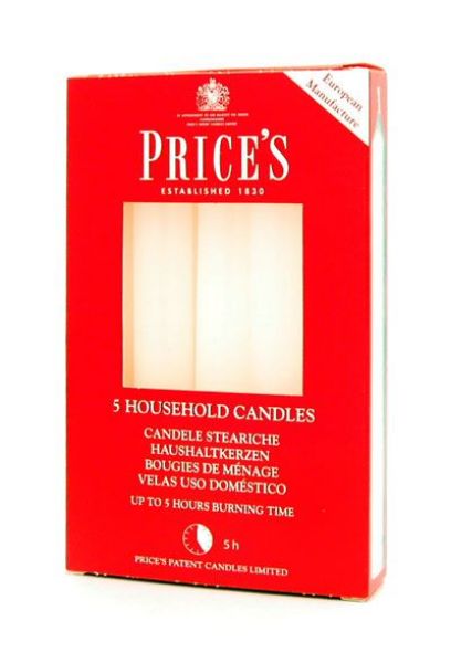 Price's Candles - Candele steariche bianche 5 pz