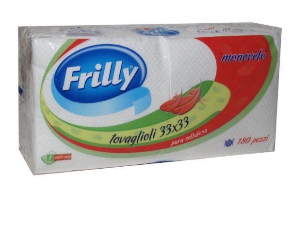 Tovaglioli di carta Frilly bianchi monovelo 33x33x180