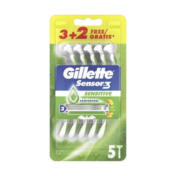 Gillette Sensor 3 Sensitive 3 rasoi + 2 in omaggio