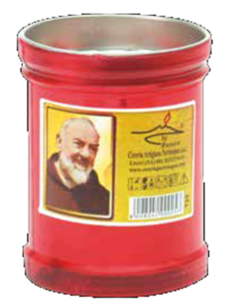 Lumino votivo rosso con Padre Pio  25 T