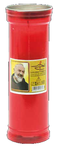 Lumino votivo rosso con Padre Pio 60 T