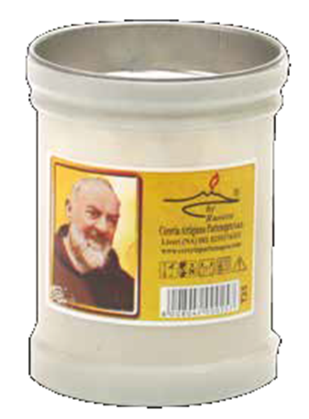 Lumino votivo bianco con Padre Pio  25 T