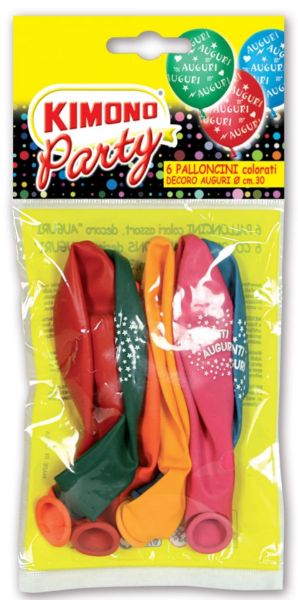 Palloncini colorati decoro auguri x 6 assortiti
