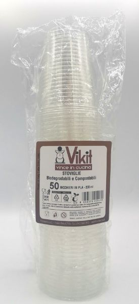 Virinnova bicchieri biodegradabili trasparenti x 50 pz da 200 cc
