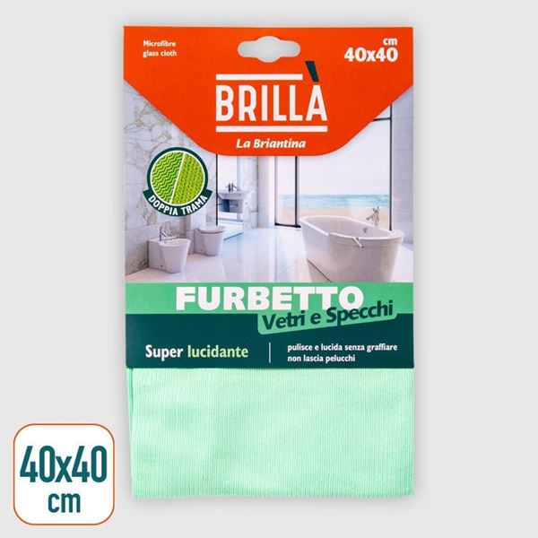 Immagine di BRILLA' FURBETTO PANNO VETRI MICROFIBRA 40X40 VERDE