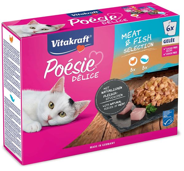 Immagine di VITAKRAFT GATTO POESIE BUSTA MULTIPACK CARNE PESCE 6 X 85 GR 39856