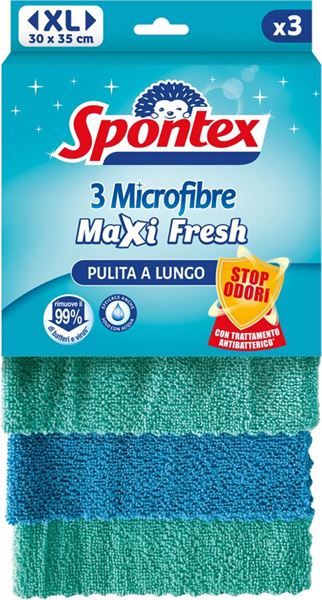 Immagine di SPONTEX 3 PANNI MICROFIBRA MAXI FRESH ANTIBATT 30X35