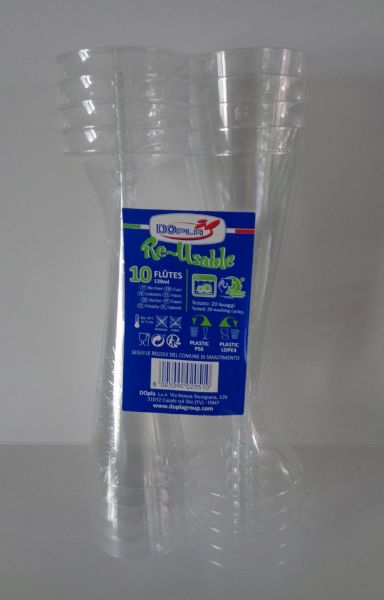 Bicchieri flutes trasparenti bio x 10 riutilizzabili 