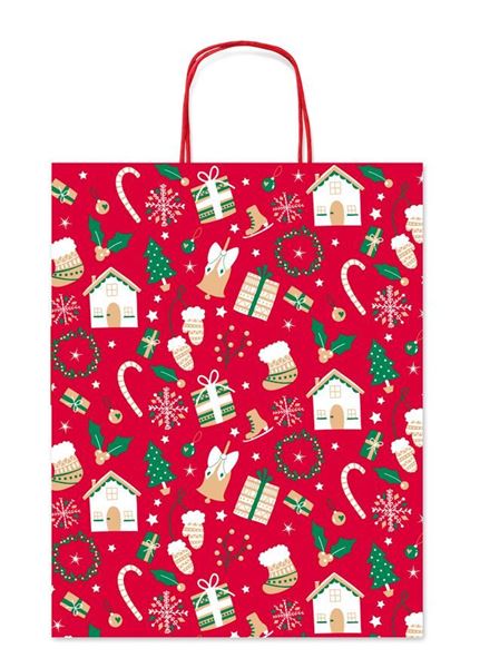 Immagine di BORSETTE REGALO CARTA CORDONCINO 26X12X36 NATALE ROSSE