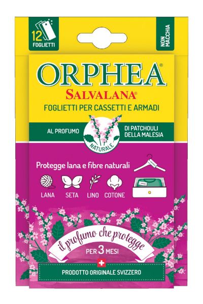 	Orphea Busta da 12 Foglietti Salvalana per cassetti e armadi al profumo di Patchouli